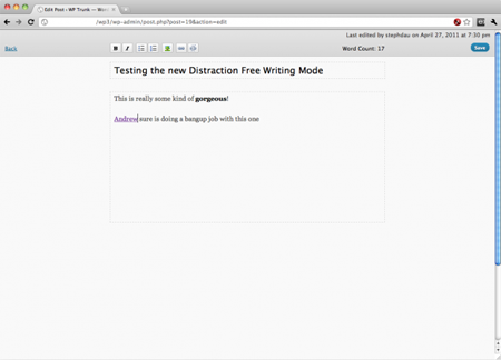 WordPress 3.2 Distraction-Free Writing Mode