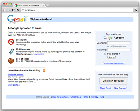 Gmail Homepage Makeover