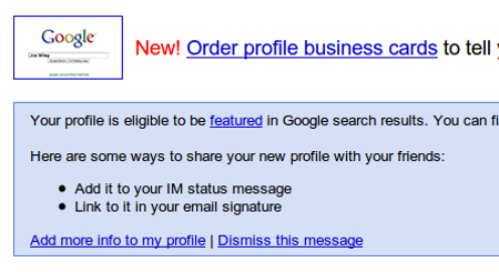 Google Profile Business Card