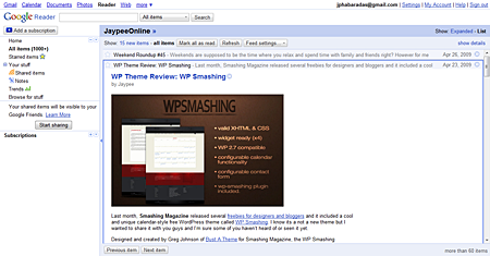 Google Reader Showing Blog Post Image
