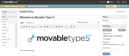Movable Type 5 Dashboard