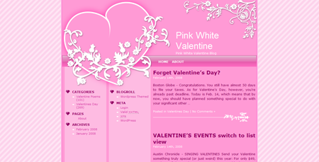 Pink White Valentine WordPress Theme