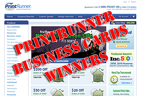 PrintRunner Business Cards Giveaway Winners