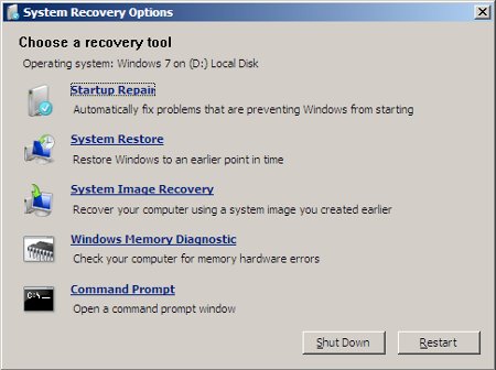 Recovery Disk Screen