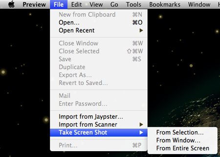 Screen capture Mac OS X Lion