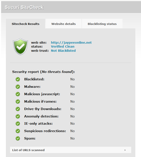Sucuri Free Website Malware and Blacklist Scan