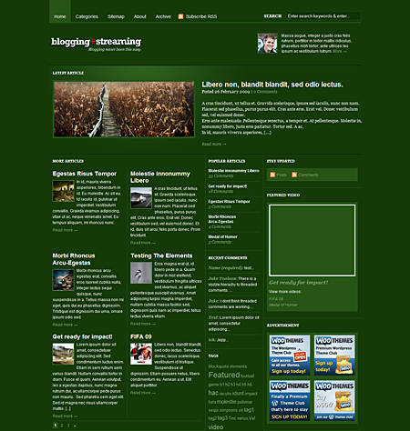 BloggingStream Premium WP Theme Green Color Scheme