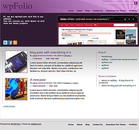wpFolio WordPress theme