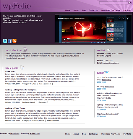wpFolio WordPress theme