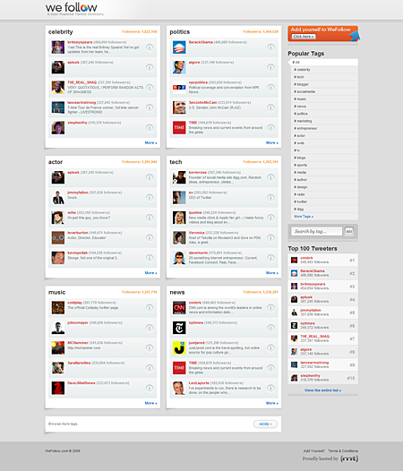 WeFollow - User Powered Twitter Directory