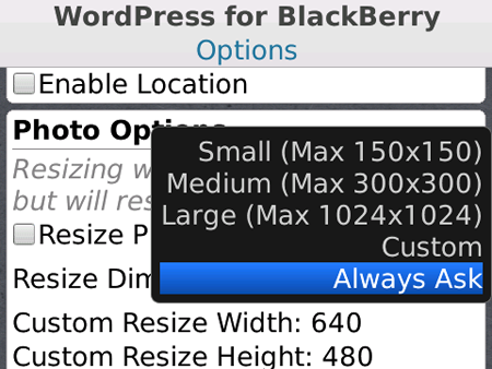 WordPress for BlackBerry 1.5