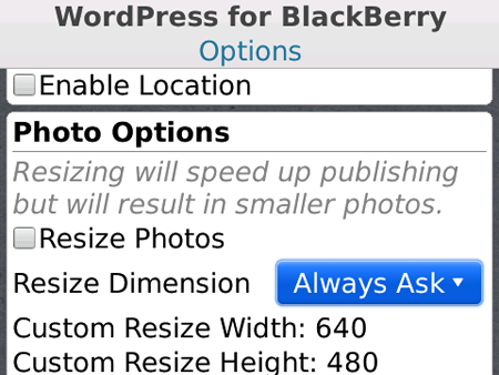 WordPress for BlackBerry 1.5