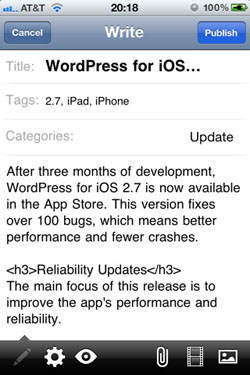 WordPress iOS 2.8