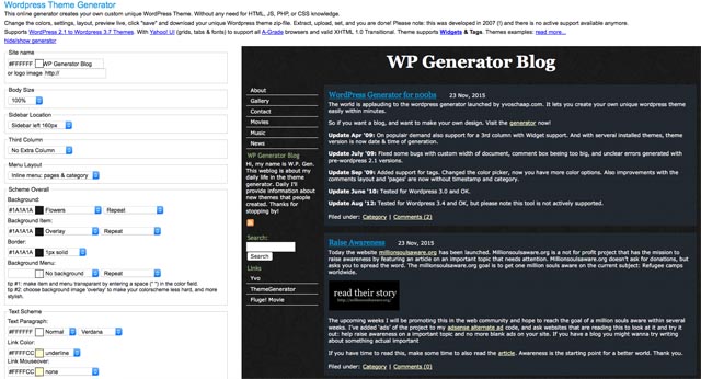 wp theme generator