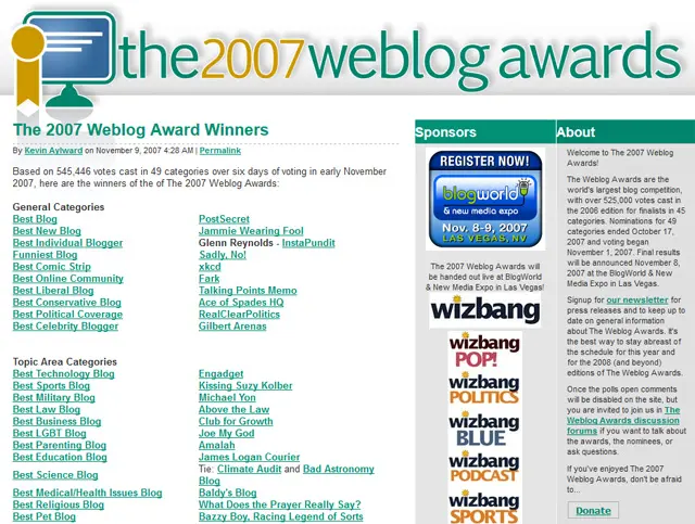 2007 weblog awards