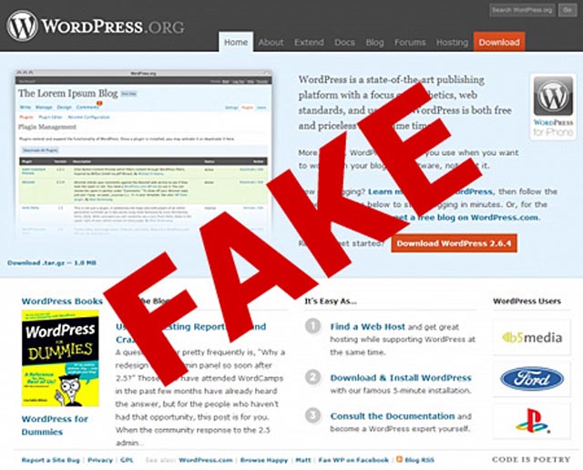 fake wordpress site