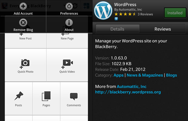 wordpress for blackberry