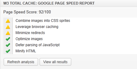 w3tc google page speed
