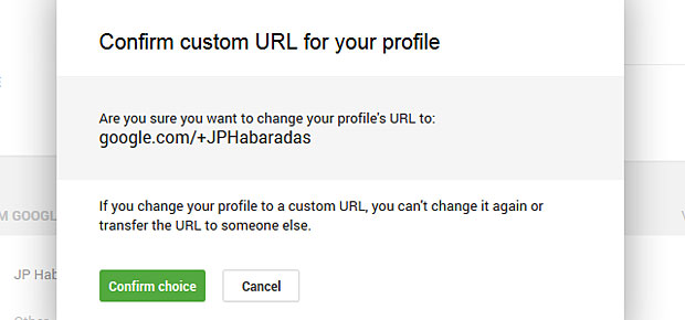 google+ custom url