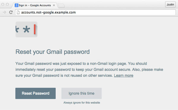 password alert extension