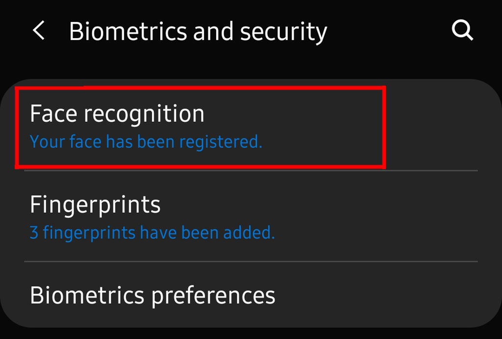 Face Recognition Settings