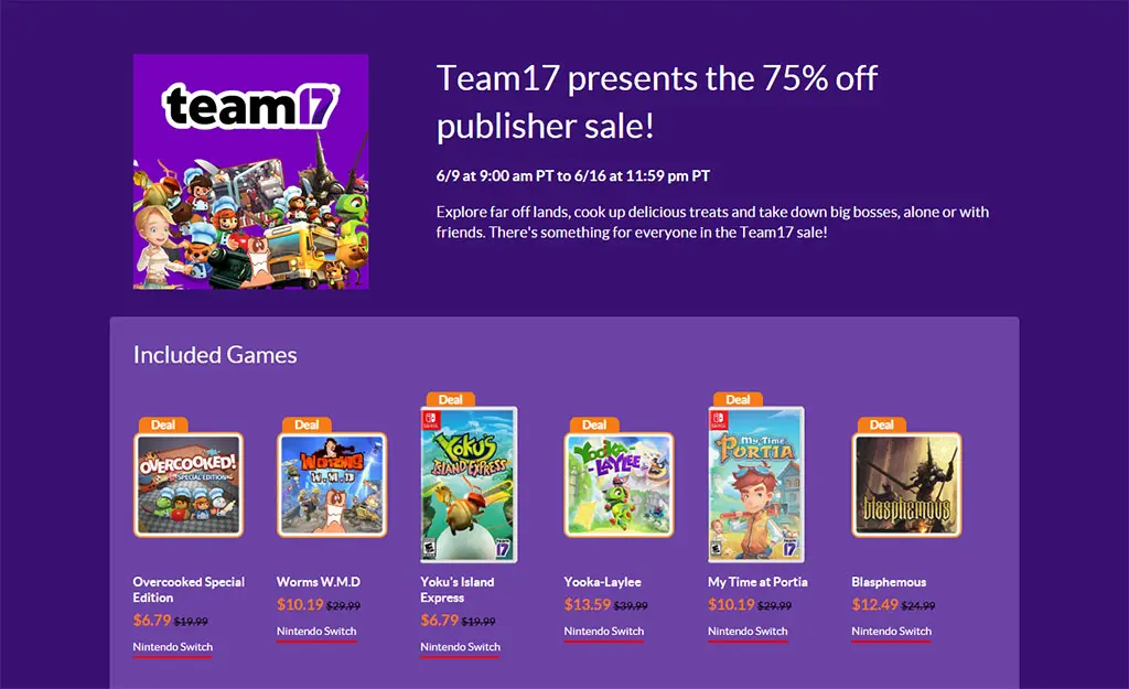 Nintendo Summer Game Sale - Team17