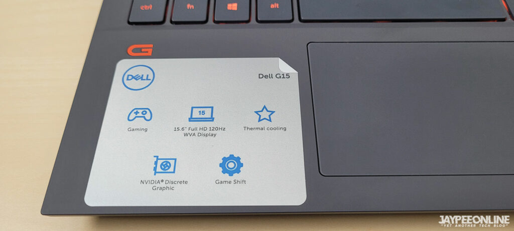 Features Sticker of Dell G15 5511 Gaming Laptop