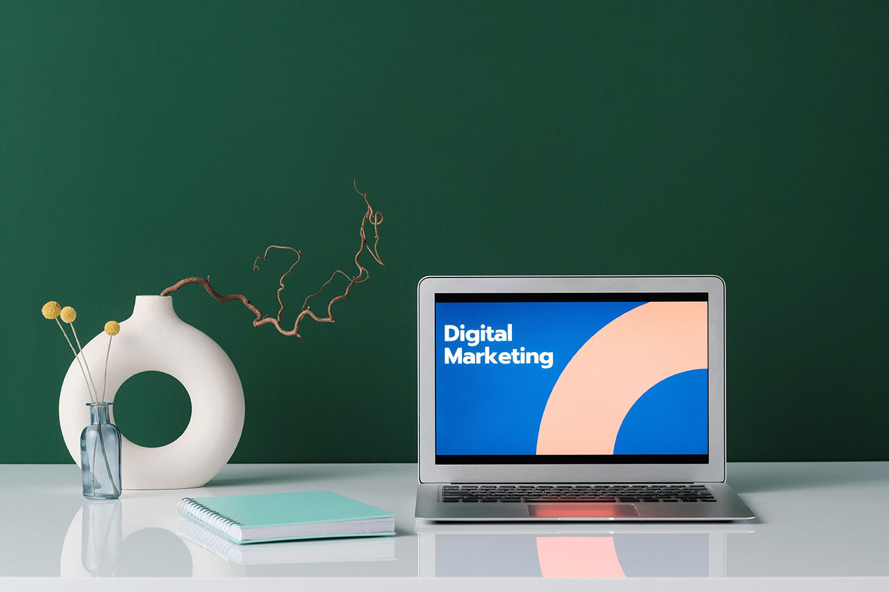 Digital Marketing Slide on Laptop
