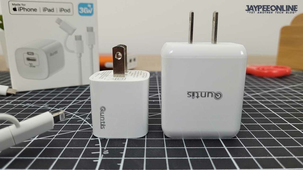 Quntis 30W PD Fast Charger with GaN Technology Size Comparison