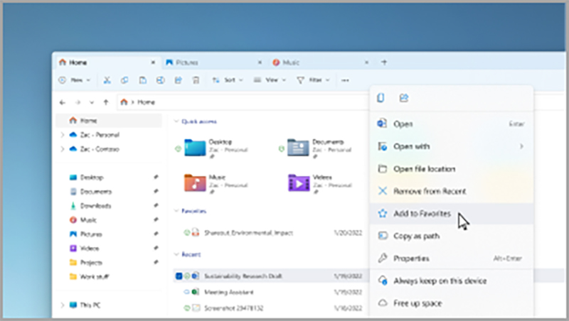 See favorite files in File Explorer and Office.com